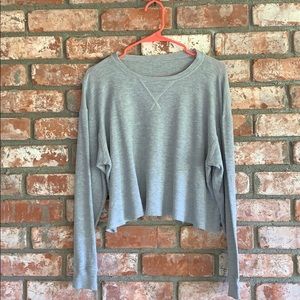 Brandy Melville Gray Waffle Knit Long Sleeve  Top